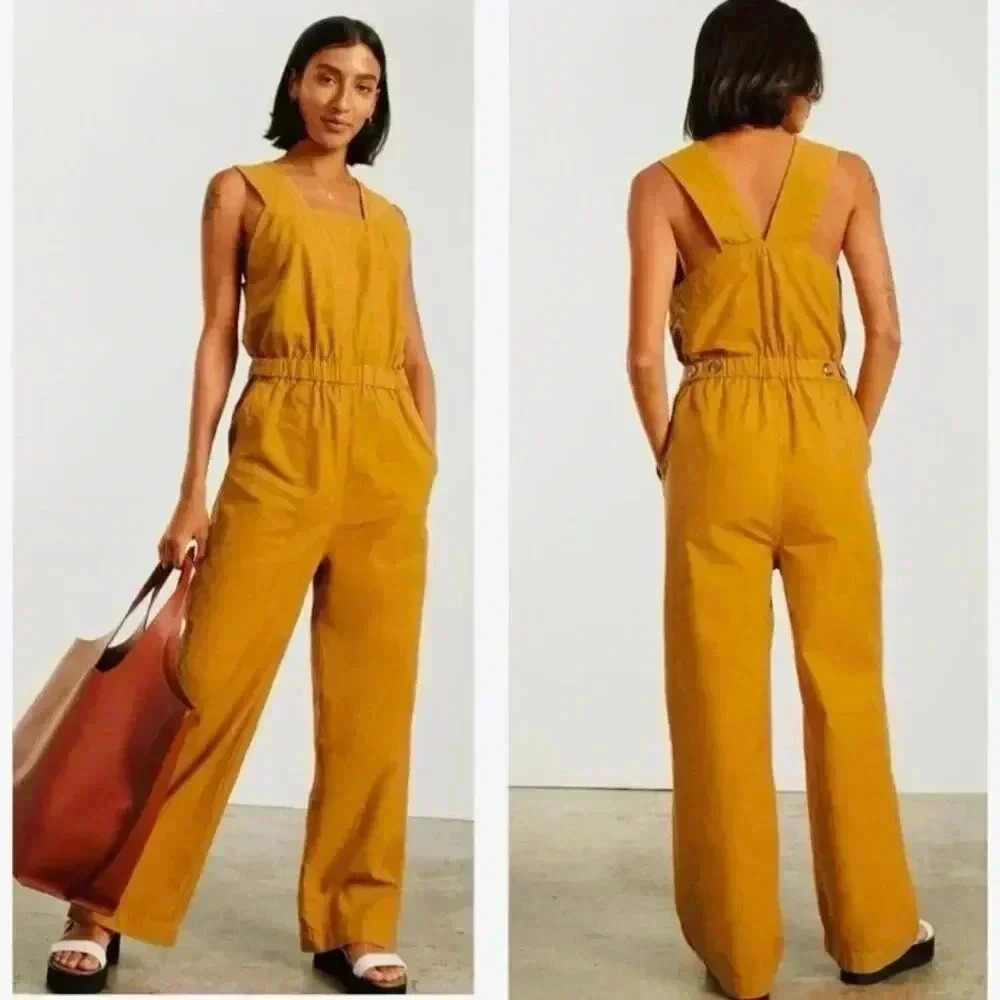 Everlane Mustard Yellow Wide-Leg Utility Jumpsuit